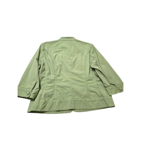 Coldwater Creek Jacket Women's 14 Lime Green 3/4 Sleeves Pockets Cotton I9.1 - Picture 2 of 10